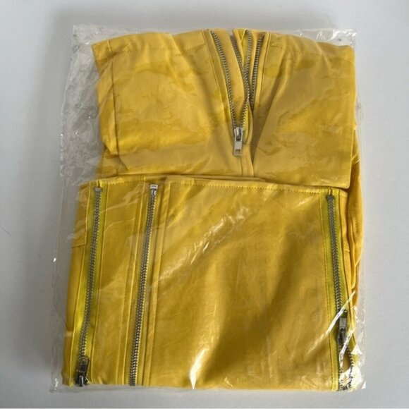 🩷 SCRJFS - Women's Faux Leather Motorcycle Jacket - Yellow. Size: L. NWT. (1784) - Picture 3 of 12